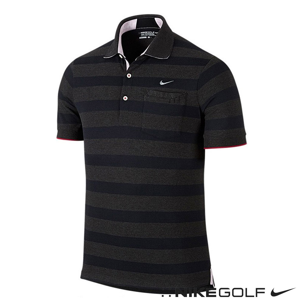 Nike Golf 休閒排汗橫紋短袖POLO衫-黑653783-032
