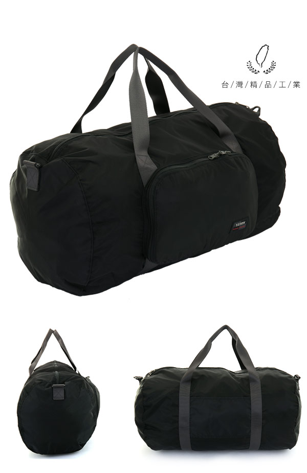 YESON - 商旅輕遊可摺疊式大容量手提斜背旅行袋-黑