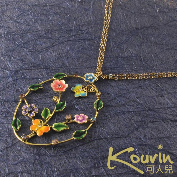 KOURIN 花園系列-法瑯彩花蝶舞雙層墜鍊