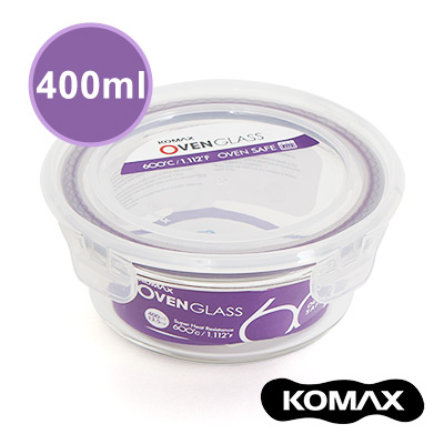 韓國KOMAX 耐熱玻璃保鮮盒-圓型400ml