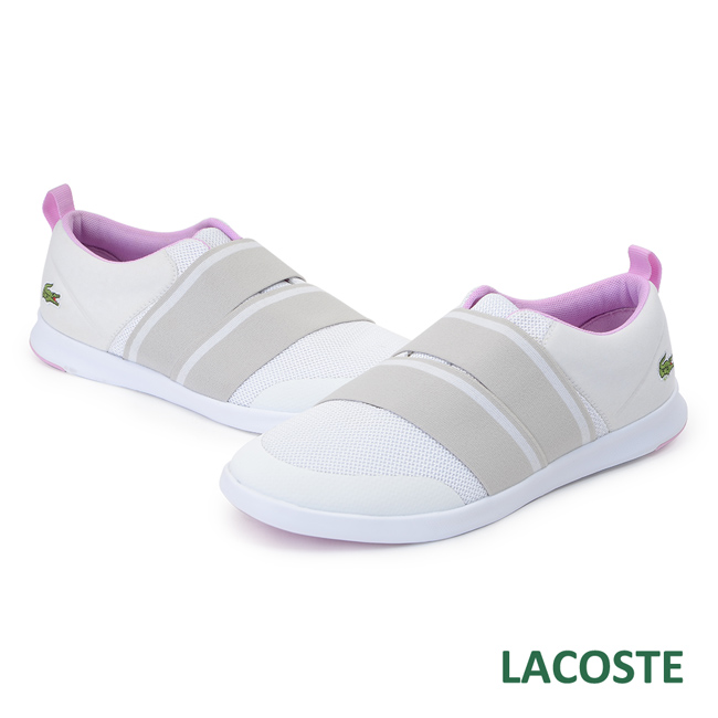 LACOSTE 女用休閒/健走鞋-白/紫