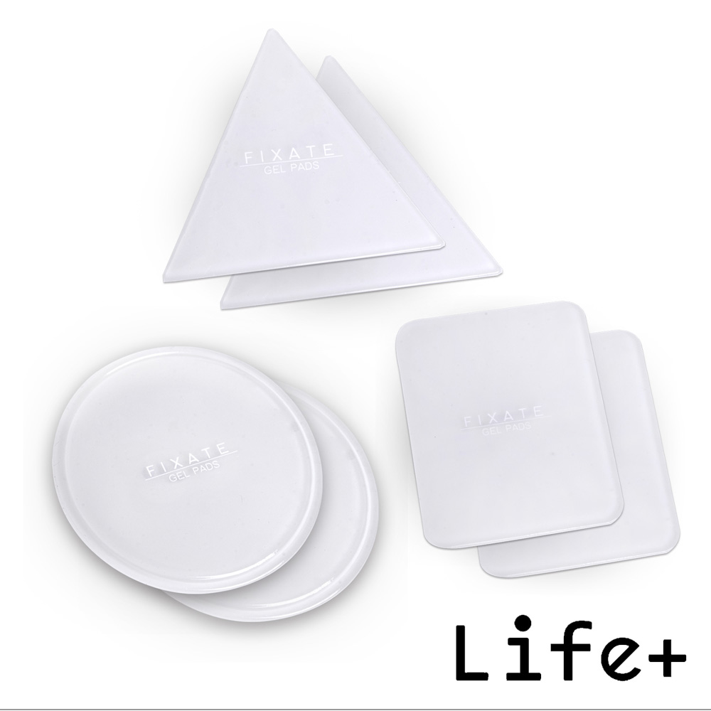 Life Plus 無痕隨行矽膠貼墊/萬用貼/隨手貼 (透明-三角+圓形+方形)X2