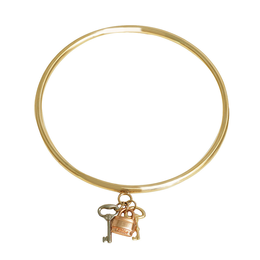 CHLOE PADDINGTON KEYS系列鎖X鑰匙吊飾黃銅手環 (金)