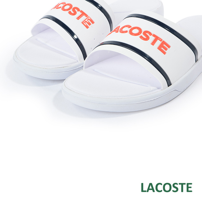 LACOSTE 女用拖鞋-白/橘