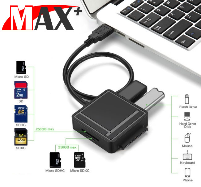 MAX+USB3.0 to SATA/SD-TF/2 Port USB3.0 三合一集線器