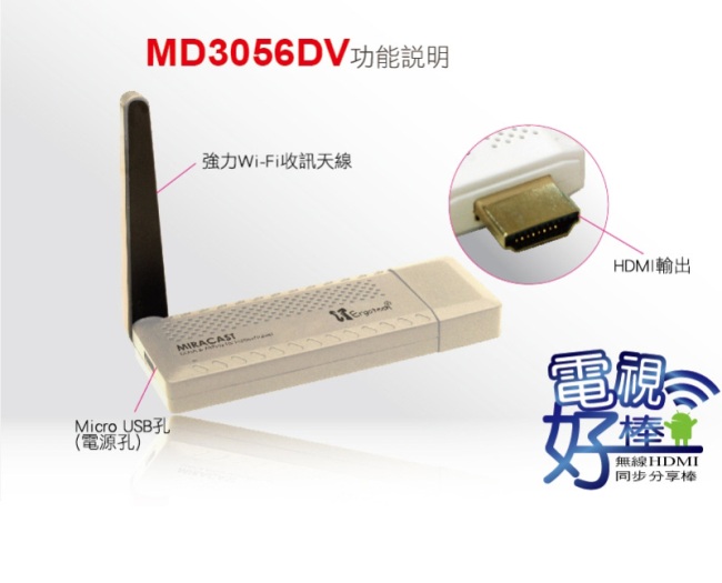 人因MD3056DV Air Stick 2.4G/5G雙模無線影音分享棒