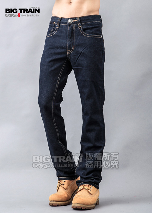 BIG TRAIN-基本型合身直筒褲-固色