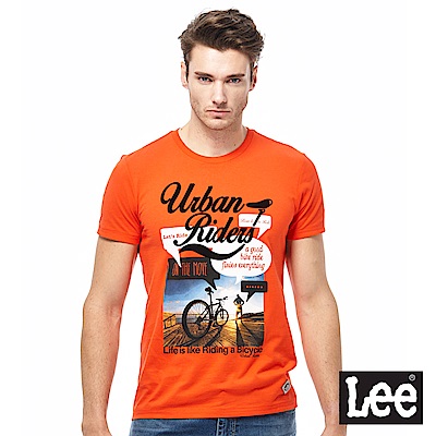 Lee 照片印刷短袖T恤-男款-橘