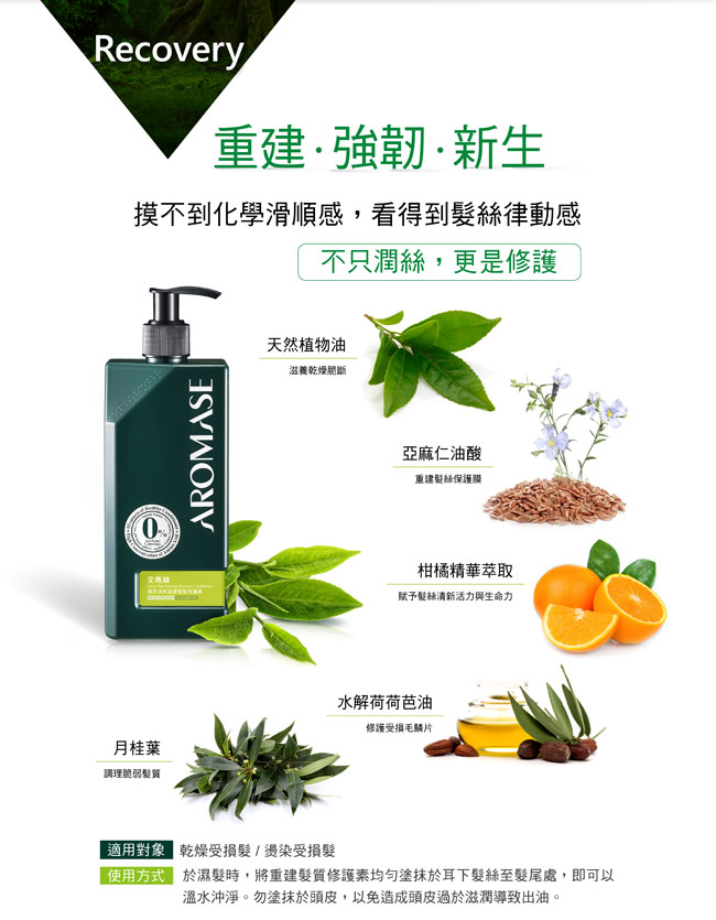 AROMASE艾瑪絲 綠茶清新重建髮質修護素400mL