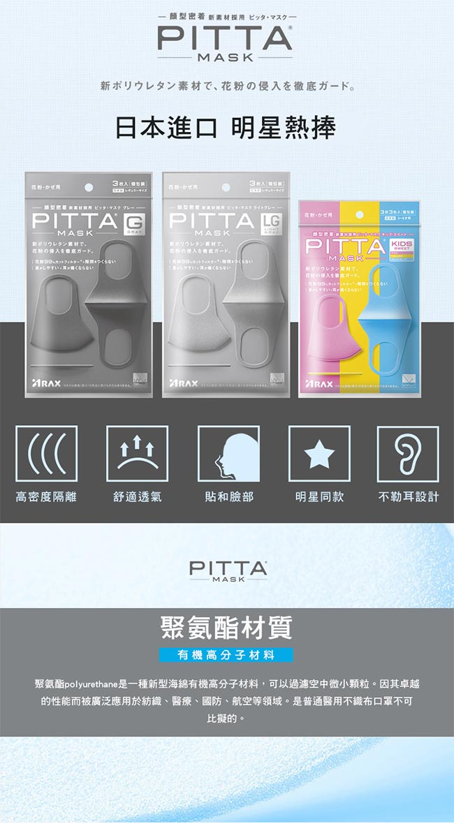 日本PITTA MASK 高密合可水洗口罩(多款任選)