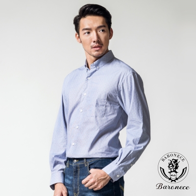 BARONECE 義式風範進口純棉修身襯衫_藍色(617428-09)