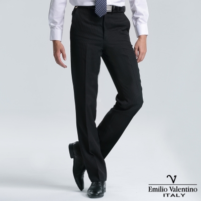 Emilio Valentino 范倫提諾經典條紋平面西褲-黑