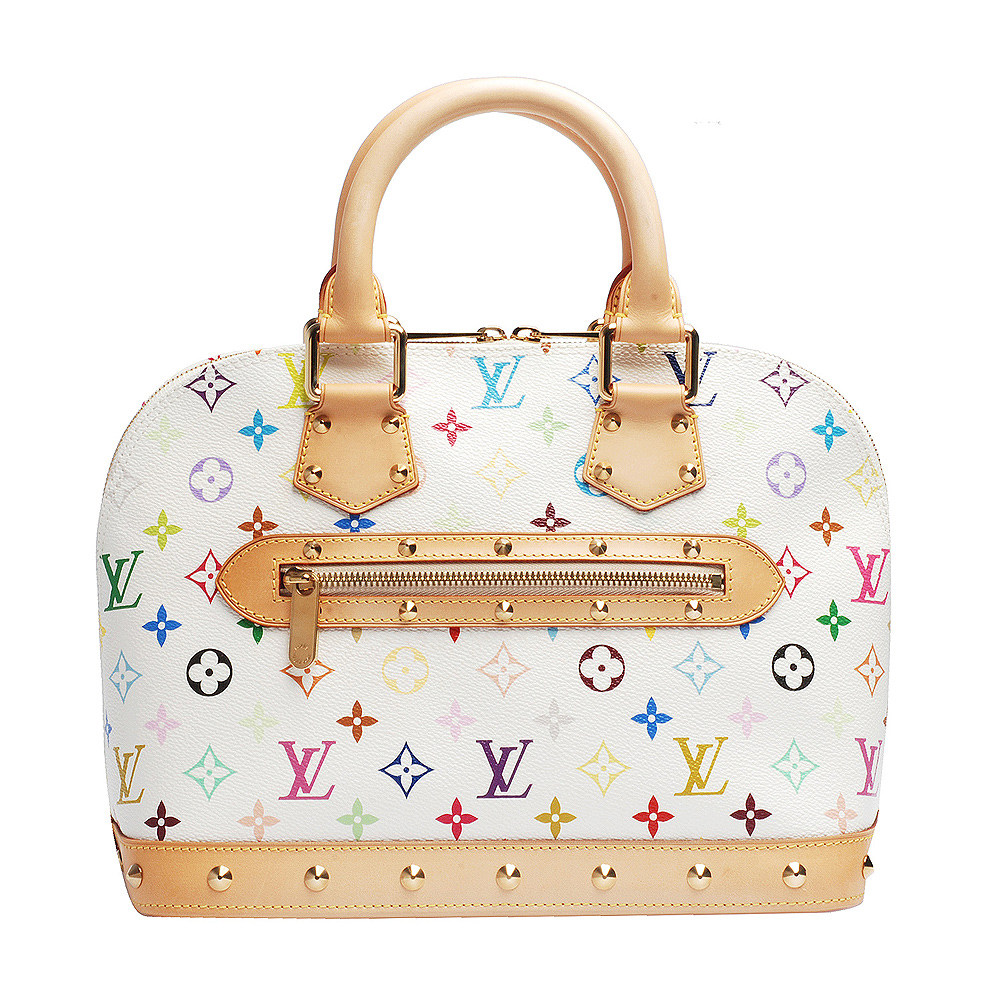 LV M92647 村上隆Multicolore Alma PM手提包(小-白彩-展示品)