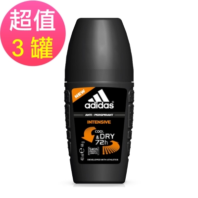 adidas愛迪達 男用制汗香體滾珠(強效制汗)x3罐(40ml/罐)