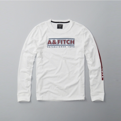 A&F 經典文字設計長袖T恤-白色 AF Abercrombie