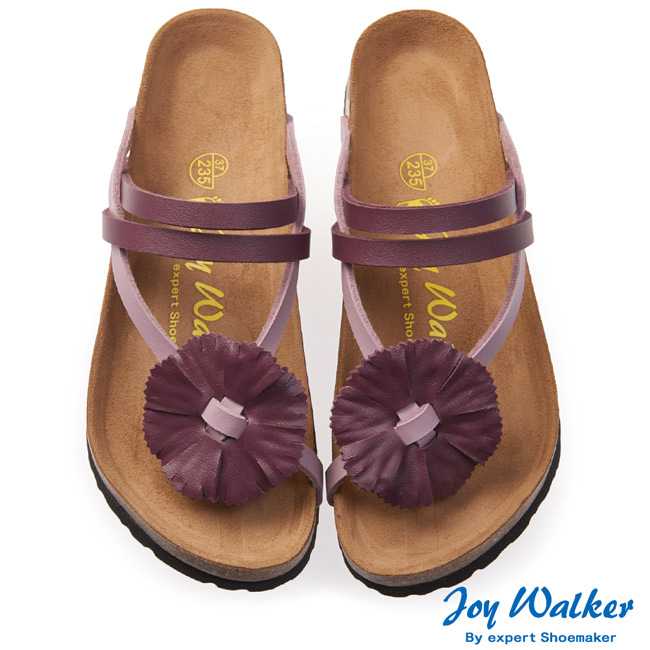 Joy Walker 夏日立體花朵夾腳拖鞋*紫色