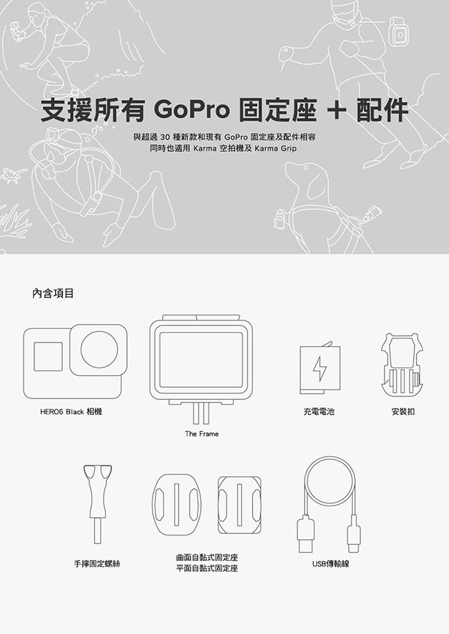 GoPro-HERO6 Black運動攝影機CHDHX-601