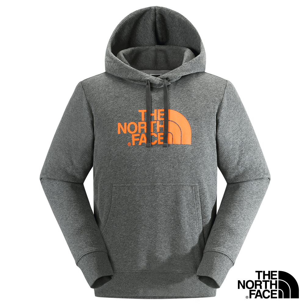 The North Face 男 LOGO 連帽套頭衫 炭灰霧/瓦倫西亞橘