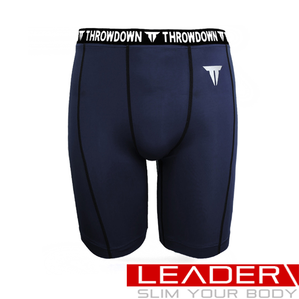 LEADER Muscle Support專業運動短褲 緊身五分褲 深藍色