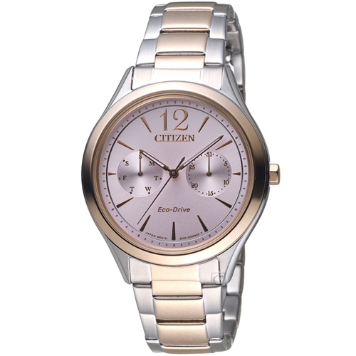 CITIZEN星辰經典時刻Eco-Drive時尚腕錶(FD4026-81X)-38mm/粉