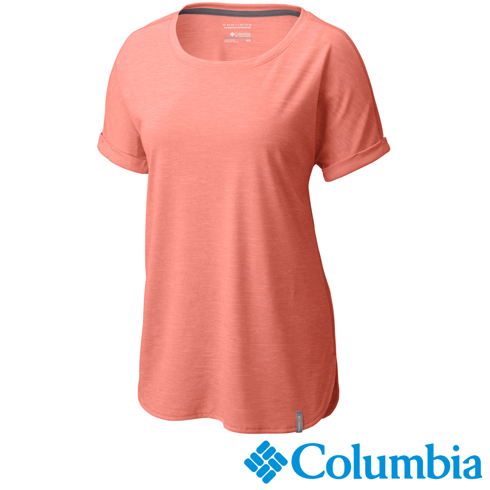 【Columbia哥倫比亞】女-快排短袖瑜珈上衣-橘紅色　UAK19560AH