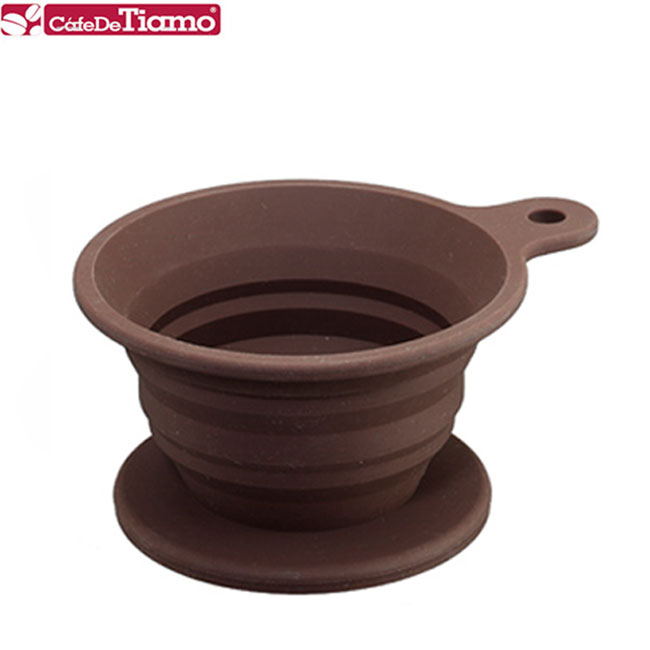 Tiamo 矽膠摺疊濾杯-咖啡色(HG2327)