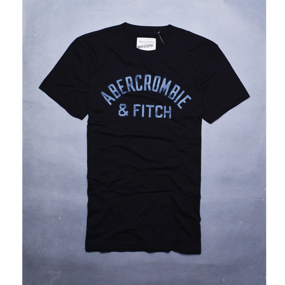 A&F Abercrombie & Fitch 仿舊退色logo短袖T恤-黑