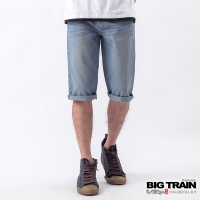 BIG TRAIN 基本款牛仔短褲-男-淺藍