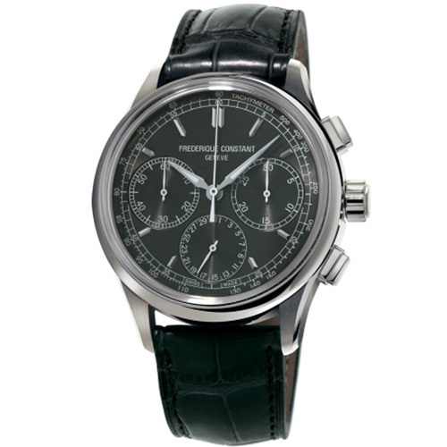 康斯登 CONSTANT自製機芯返馳式計時腕錶-42mm/深灰x黑
