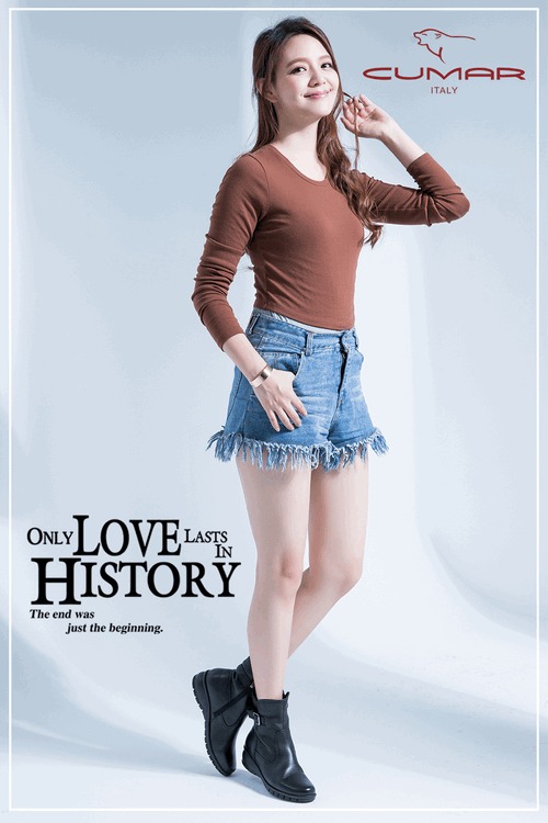 CUMAR舒適氣墊 舒適大底真皮短靴-黑