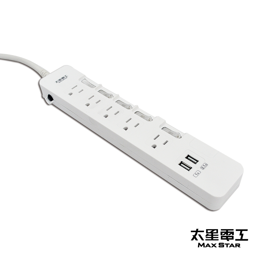 太星電工 速充寶 3.1A 2USB/3P五開五插電腦線/6尺