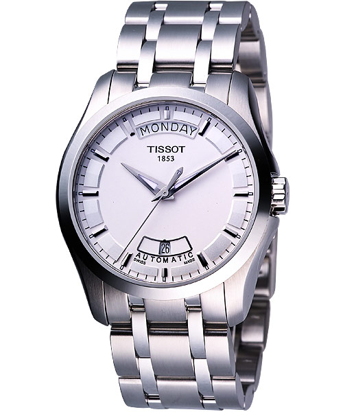 TISSOT Couturier建構師系列大三針機械錶-銀白/39mm