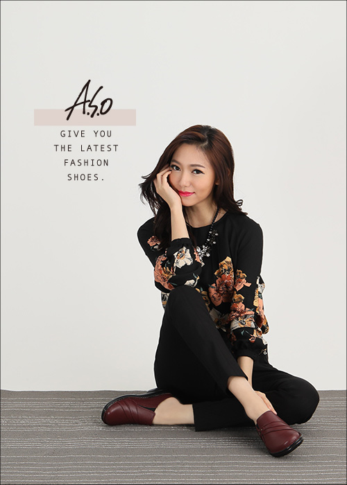 A.S.O 手縫氣墊3E寬楦 真皮抓皺鬆緊帶懶人鞋 紅色