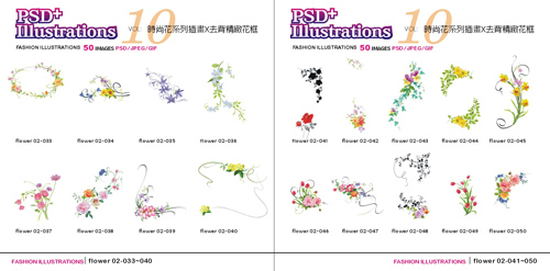 時尚花系列插畫 - 去背精緻花框