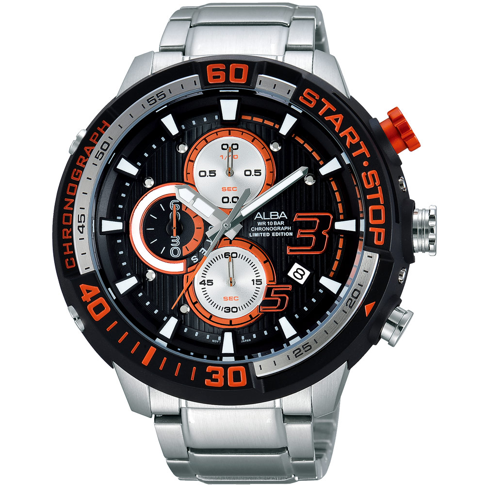 ALBA SignA 疾速奔馳計時限量腕錶-黑x銀/50mm