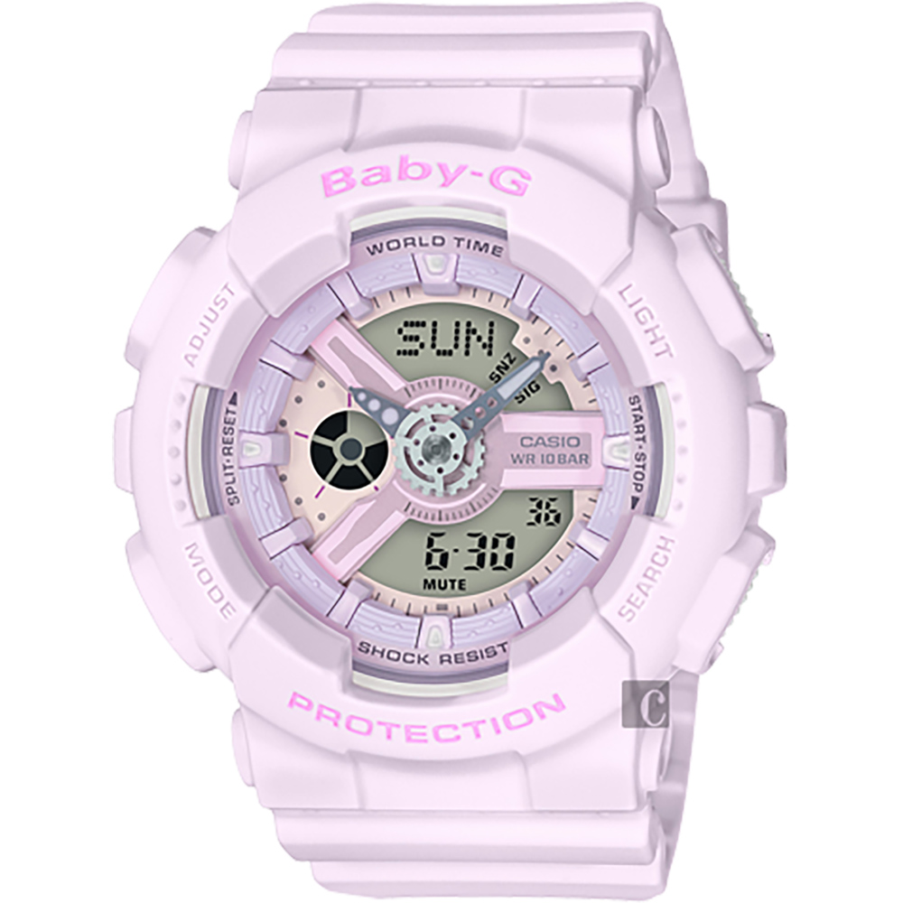 CASIO 卡西歐 Baby-G 花朵系列雙顯手錶-薰衣草紫/46.3mm