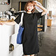 圓領素面針織短袖洋裝 (黑色)-ROANN product thumbnail 1