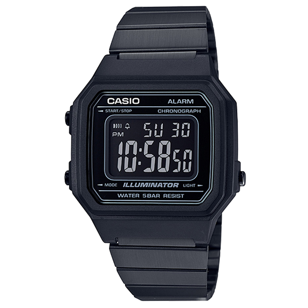CASIO 復古文青風大型數字數位錶(B-650WB-1)黑色41.2mm