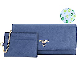 PRADA Saffiano Floral 防刮牛皮內印花長夾