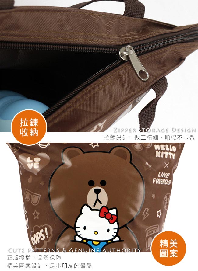 Hello Kitty+LINE熊大餃型手提袋/便當袋