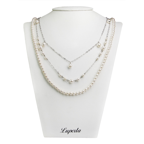 大東山珠寶 3層款式南洋貝寶珠長版項鍊-白