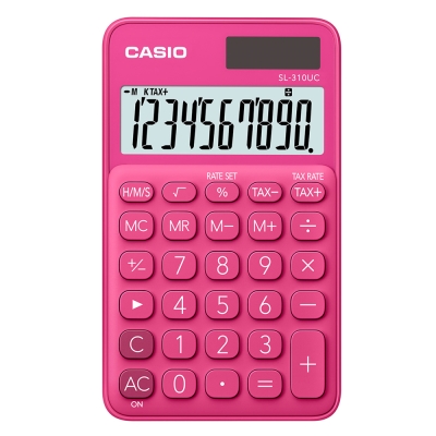 CASIO 10位元甜美馬卡龍輕巧口袋型計算機(SL-310UC-RD)-紅蜜桃