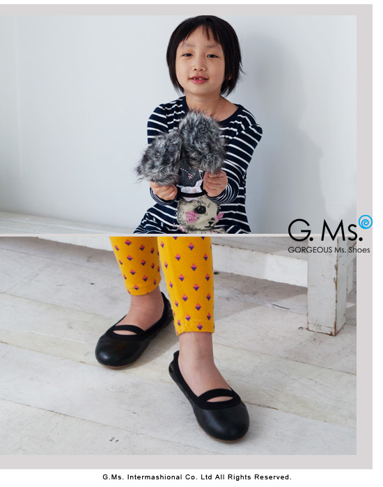 G.Ms.童鞋-金屬羊皮鬆緊口可攜式娃娃鞋(附鞋袋)-質感黑