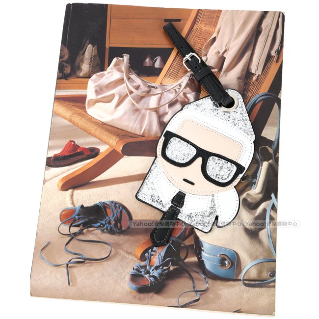KARL LAGERFELD K/IKONIK 冰裂皮紋老佛爺肖像行李吊牌