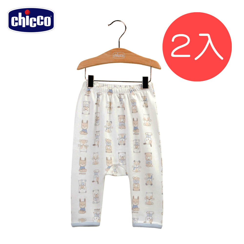 chicco動物初生褲2入-藍(3-6個月)