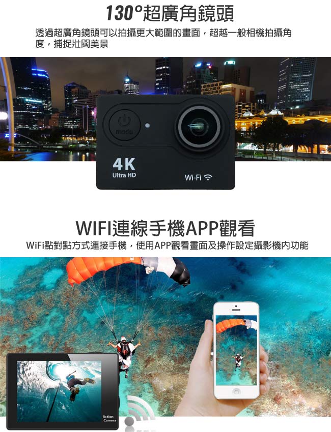 CHICHIAU 4K Wifi 高清防水型運動攝影機