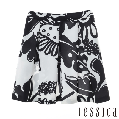JESSICA-復古印花紋打褶裙