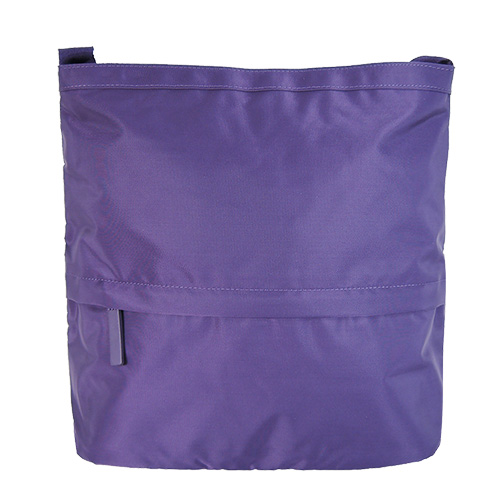 agnes b.皮標前口袋四方斜背包-大/紫