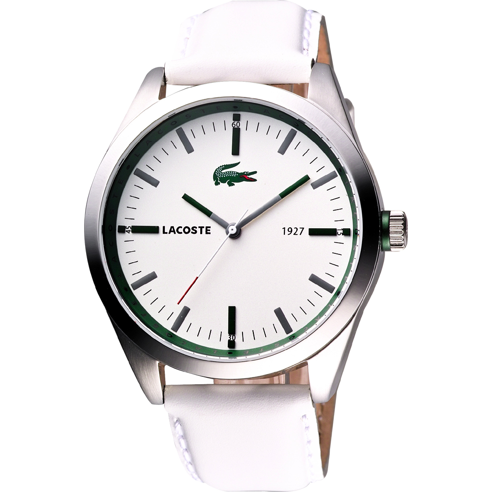 Lacoste 鱷魚 型男腕錶-白/45mm