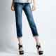 女款 Boy Firend Jeans 系列-女用中低腰3D八分反摺褲-藍 product thumbnail 1